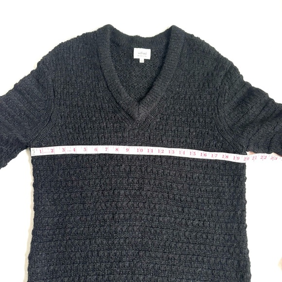 Wilfred Wool Mohair V-Neck Cable Knit Long Sleeve Sweater Oversized Small Black - Picture 9 of 13